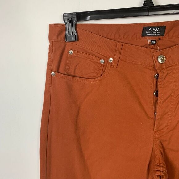 A.P.C. 33 X 34 Petit Standard Droit Etroit Pants Orange Slim Jeans Straight NEW - Picture 6 of 8